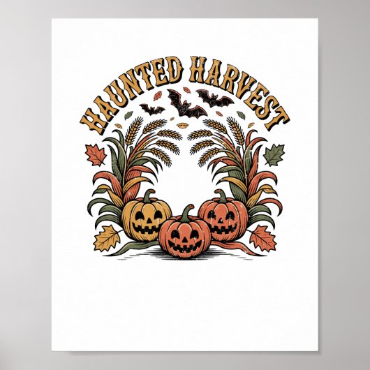 Haunted Harvest Retro Halloween Pumpkin Poster (Voorkant)