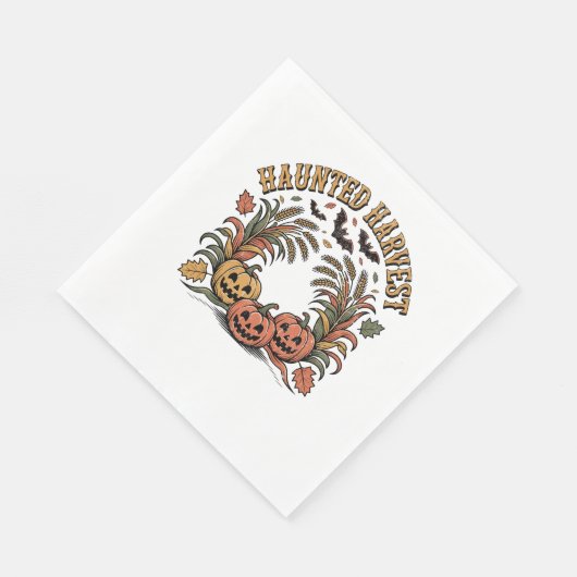 Haunted Harvest Retro Halloween Pumpkin Servet (Hoek)
