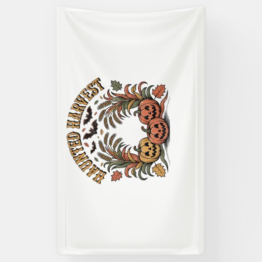 Haunted Harvest Retro Halloween Pumpkin Spandoek (Verticaal)