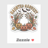 Haunted Harvest Retro Halloween Pumpkin Sticker (Vel)