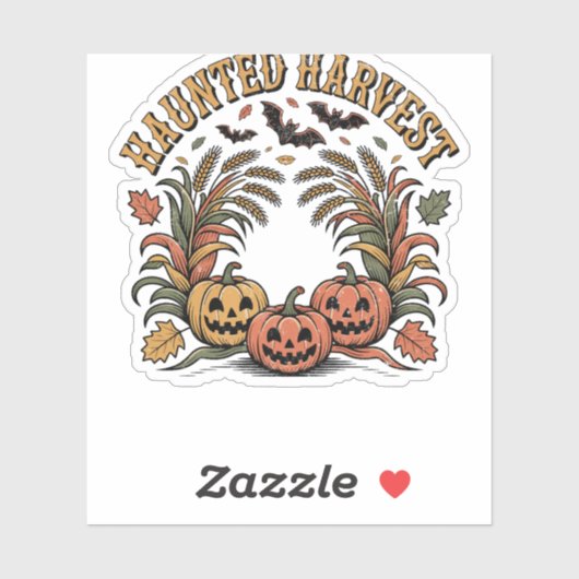 Haunted Harvest Retro Halloween Pumpkin Sticker (Vel)