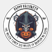 Haunted Hat & Hollow Grin Halloween Envelope Seal Ronde Sticker (Voorkant)