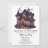 Haunted Hause Spooky Ghosts Bats Halloween feest Kaart (Voorkant)