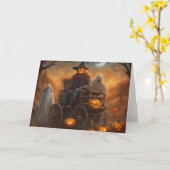 Haunted Hayride Halloween fun Kaart (Gele Bloem)