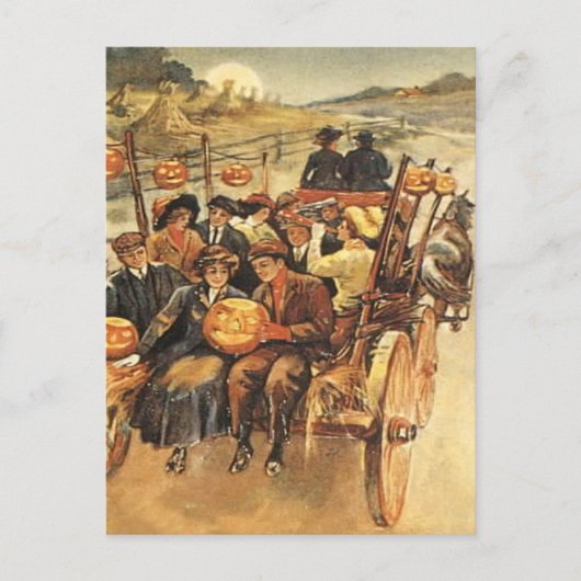 Haunted Hayride Jack O' Lantern Pumpkin Moon Briefkaart (Voorkant)