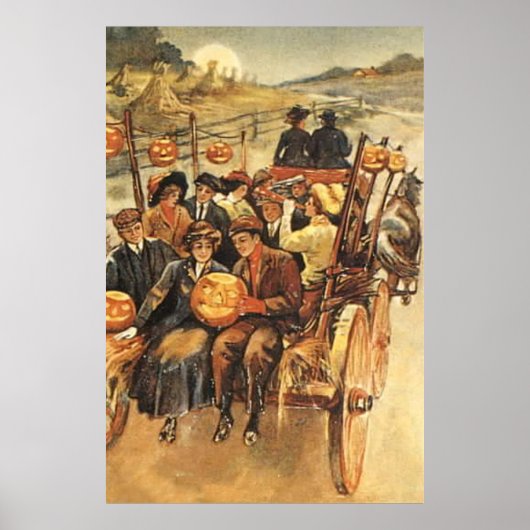 Haunted Hayride Jack O' Lantern Pumpkin Moon Poster (Voorkant)