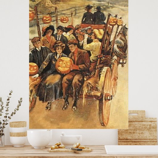 Haunted Hayride Jack O' Lantern Pumpkin Moon Poster (Keuken)