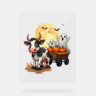 Haunted Hayride Koe Acryl Bord