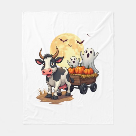 Haunted Hayride Koe Fleece Deken (Voorkant)