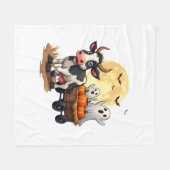 Haunted Hayride Koe Fleece Deken (Voorkant (Horizontaal))