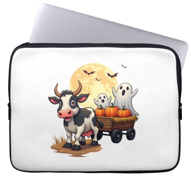 Haunted Hayride Koe Laptop Sleeve (Voorkant)