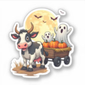 Haunted Hayride Koe Sticker (Voorkant)