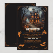 Haunted Hill Sinaasappel Halloween Party Kaart (Voorkant / Achterkant)