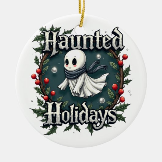 Haunted Holidays Cute Ghost Ornament (Voorkant)