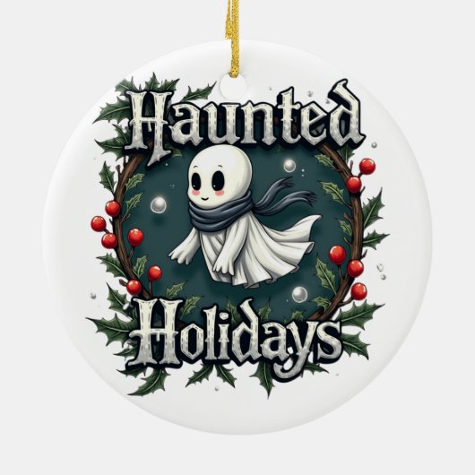 Haunted Holidays Cute Ghost Ornament (Achterkant)