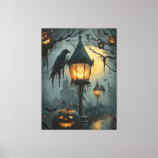 Haunted Hollow – Halloween Night Canvas Afdruk (Voorkant)