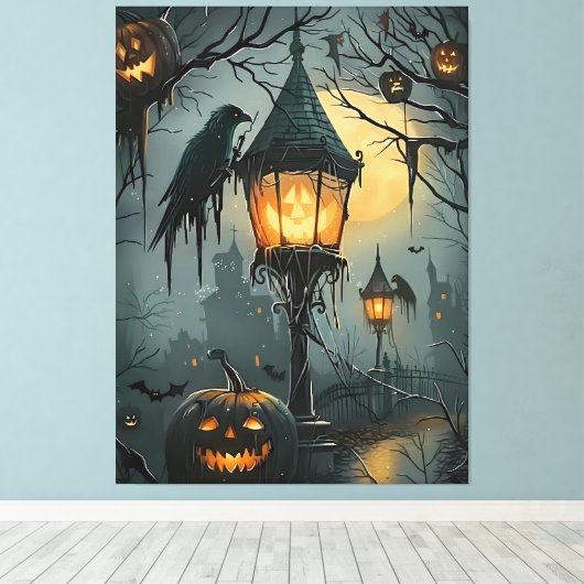Haunted Hollow – Halloween Night Canvas Afdruk (Insitu (Houten vloer))