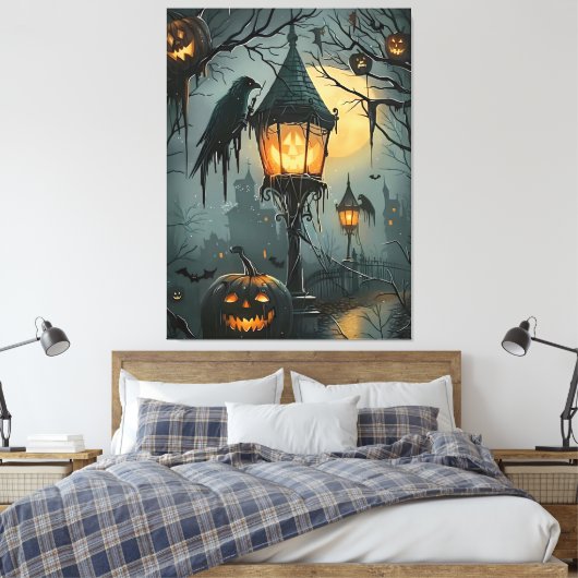Haunted Hollow – Halloween Night Canvas Afdruk (Insitu (Slaapkamer))