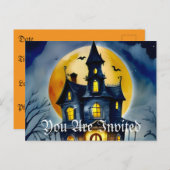 Haunted Hollow & Moon aangekondigd Uitnodiging Briefkaart (Voorkant / Achterkant)