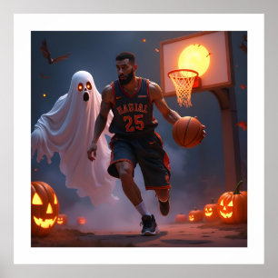Haunted Hoops: Midnight on the Pumpkin Court (Door Poster