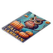 Haunted Hoots Uil en Pompoen Halloween Notitieboek (Linkerzijde)