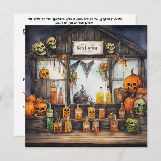👻🍺 "Haunted Hops & Hors d'oeuvres"🍺 👻 Kaart (Voorkant / Achterkant)
