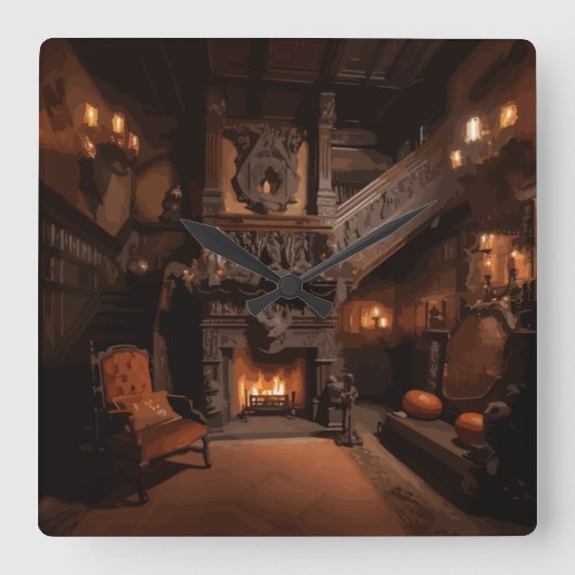 Haunted Horizons Vierkante Klok (Voorkant)