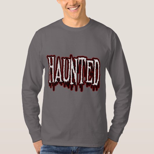 Haunted Horror Drip-typografie T-shirt (Voorkant)