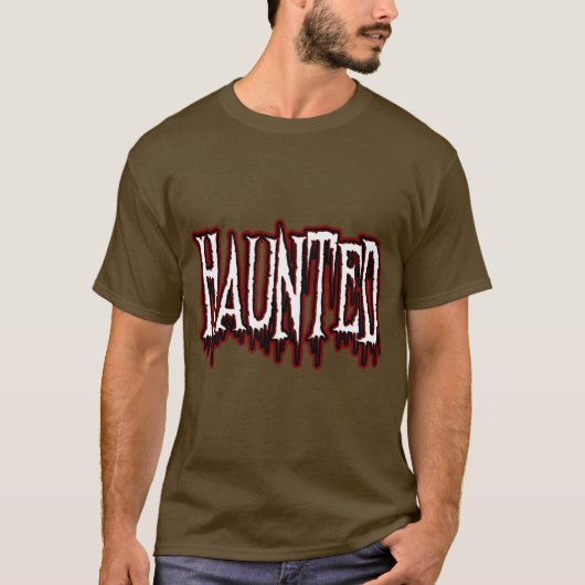 Haunted Horror Drip-typografie T-shirt (Voorkant)