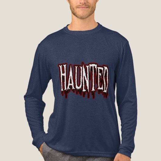 Haunted Horror Drip-typografie Tri-Blend Shirt (Voorkant volledig)