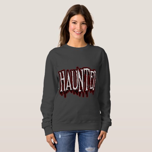 Haunted Horror Drip-typografie Trui (Voorkant volledig)