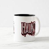 Haunted Horror Drip-typografie Tweekleurige Koffiemok (Voorkant rechts)