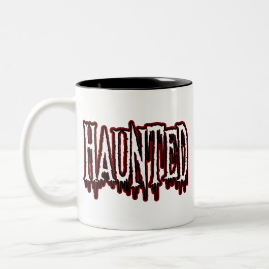 Haunted Horror Drip-typografie Tweekleurige Koffiemok (Links)