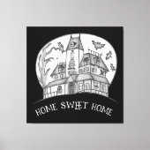 Haunted House and Bats Halloween  Canvas Afdruk (Voorkant)