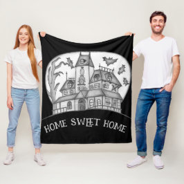 Haunted House and Bats Halloween Fleece Deken
