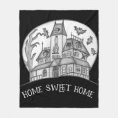 Haunted House and Bats Halloween  Fleece Deken (Voorkant)