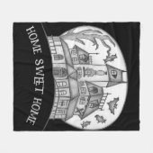 Haunted House and Bats Halloween  Fleece Deken (Voorkant (Horizontaal))