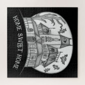 Haunted House and Bats Halloween  Legpuzzel (Horizontaal)