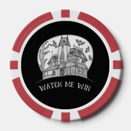 Haunted House and Bats Halloween  Poker Chips