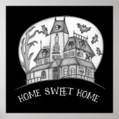 Haunted House and Bats Halloween  Poster (Voorkant)