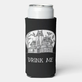 Haunted House and Bats Halloween  Seltzer Blikjeskoeler