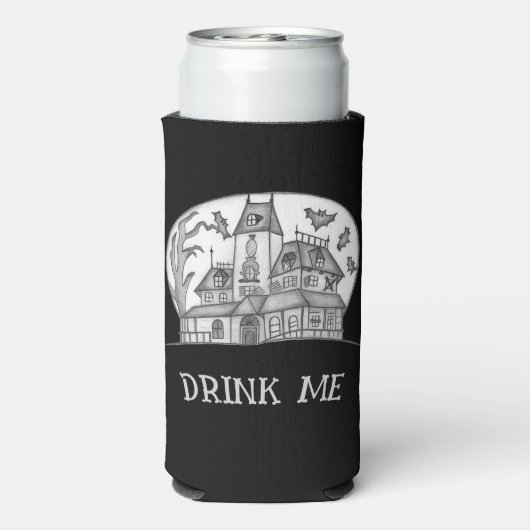 Haunted House and Bats Halloween  Seltzer Blikjeskoeler (Seltzer Achterkant)