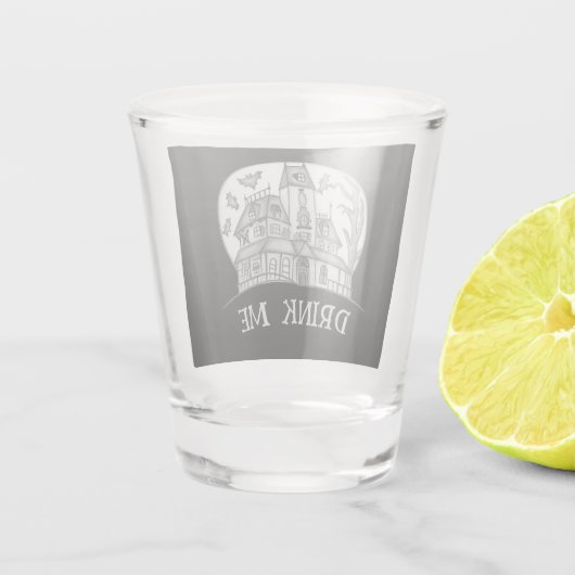 Haunted House and Bats Halloween  Shot Glas (Achterkant)