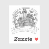 Haunted House and Bats Halloween Sticker (Vel)