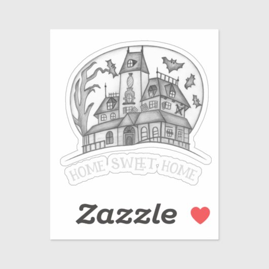 Haunted House and Bats Halloween  Sticker (Vel)