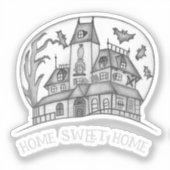 Haunted House and Bats Halloween  Sticker (Voorkant)