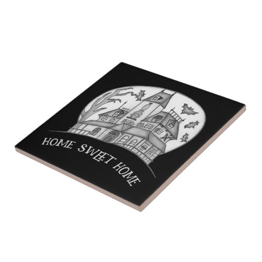 Haunted House and Bats Halloween  Tegeltje (Zijkant)