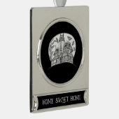 Haunted House and Bats Halloween Verzilverd Banner Ornament (Rechts)