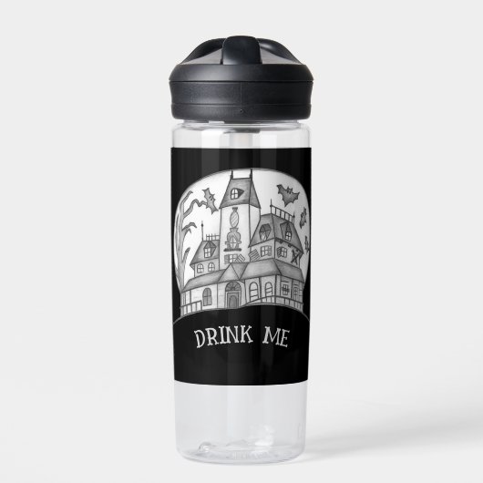 Haunted House and Bats Halloween  Waterfles (Voorkant)