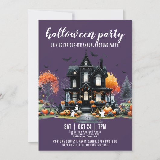 Haunted House Annual Halloween Party Kaart (Voorkant)